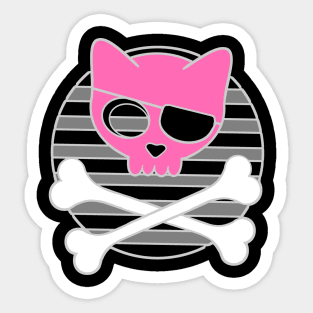 Goth Pirate Kitty Cat Skull and Crossbones Sticker